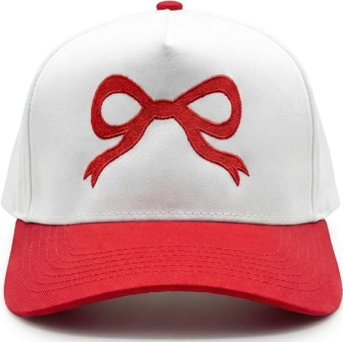 Funky Junque Adult Trucker Snapback Hat 2-Tone Baseball Cap - color: Bow - Red/Beige