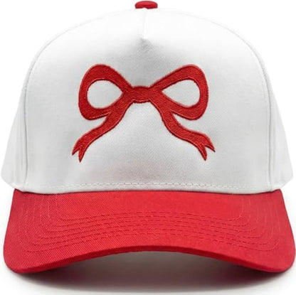 Funky Junque Adult Trucker Snapback Hat 2-Tone Baseball Cap - color: Bow - Red/Beige
