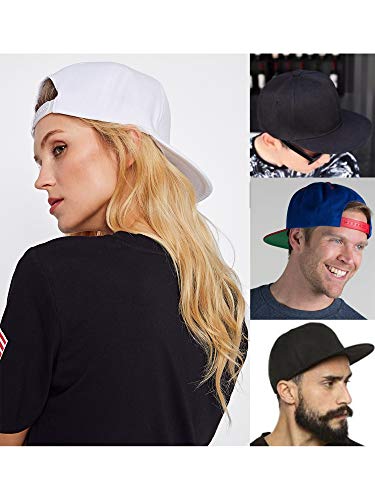 D&I Classic Blank Snapback Flat Bill Visor Hat Cap w Adjustable Adjustable Back - color: 2 Pk - Black, Black/Charcoal