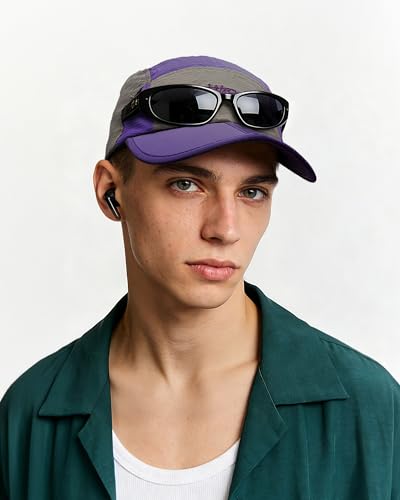 Clakllie Quick Dry 5 Panel Cap for Men Summer Folding Outdoor Hat Breathable Baseball Cap Unstructured Running Hiking Hats - color: Purple