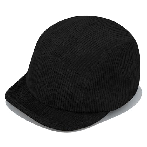 Clakllie Corduroy 5 Panel Hat Short Brim Baseball Cap Urban Street Flat Bill Hats Cooling Trucker Hats Snapback Fitted Cap - color: Cdus-gd28-black