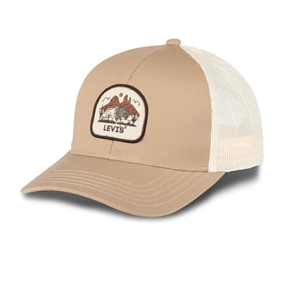 Levi's Men's Classic Style Logo Trucker Hat - Adjustable Lightweight - color: Khaki