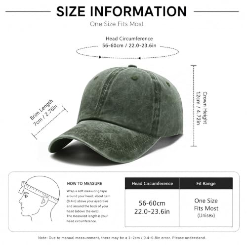 3 Pieces Vintage Washed Cotton Baseball Cap – Unisex Soft Unstructured Dad Hat for Men Women - color: Army Green