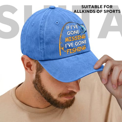 Fishing Adjustable Cotton Baseball Cap, Funny Trucker Hat Gift for Men Women Grandpa Dad Fishing Lover Fisherman - color: Blue