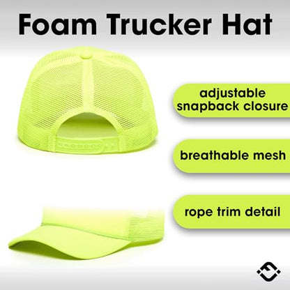 Funky Junque Blank Mesh Foam Lightweight Snapback Trucker Hat - color: 2 Pack - Hot Pink & Neon Yellow