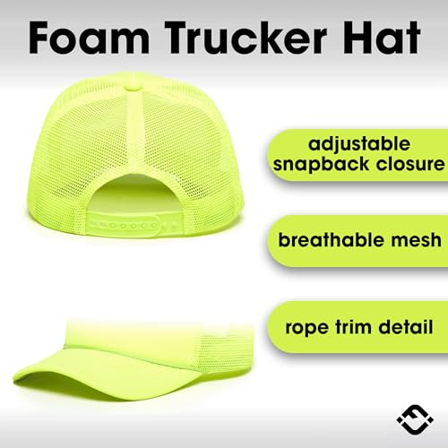 Funky Junque Blank Mesh Foam Lightweight Snapback Trucker Hat - color: 3 Pack - Black, Hot Pink, Neon Yellow