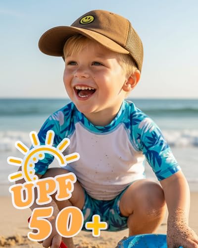SONMONY Toddler Hat Smile Face Kids Baseball Cap Adjustable Cute Hat 3-12Y - color: Mesh-coffee