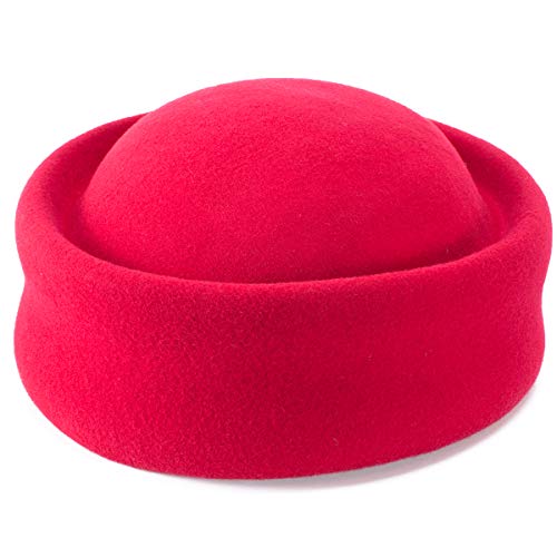 Lawliet Womens 100% Wool Felt Fascinator Hostess Pillbox Millinery Hat Base B028 - color: Red