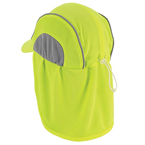 Ergodyne Chill Its 6650 Baseball Cap, Hat with Neck Shade, Sweat Wicking, High Visibility ,UPF 50+ protection, Lime - color: Lime