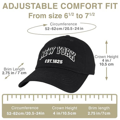 E BY ELIDAN NY Dad Hat, New York EST.1625 Cotton Baseball Cap Women & Men - color: Black Black