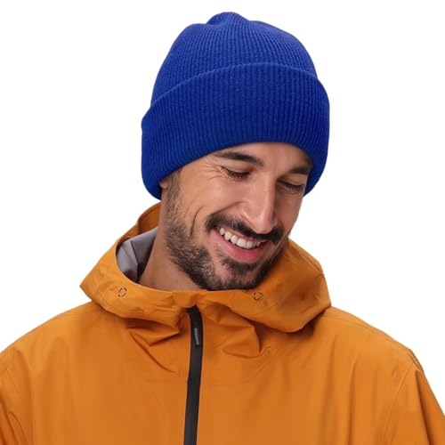 Connectyle Thick Cuffed Beanie for Men & Women Double Layer Knit Winter Hat Acrylic Watch Hat Warm Stocking Skull Cap - color: Royal Blue