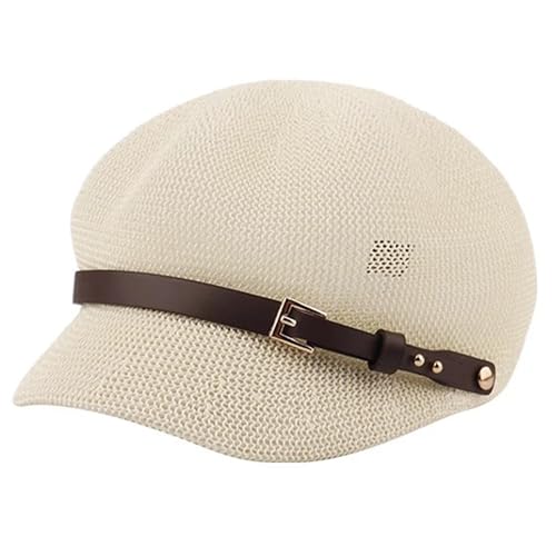 Lightweight Newsboy Cap Beret Breathable Mesh Sun Hat Beach Hats for Women - color: White