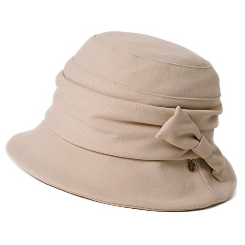 Comhats Womens 1920s Vintage Cloche Bucket Hat,Packable,Floppy,Winter,Party - color: Beige, size: Medium