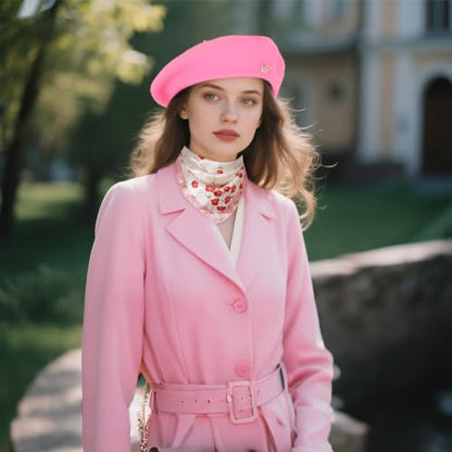 choyaxo 3pcs French Beret Hat Set Costume Accessories Set Including Beret Hat Scarf Crown Pin for Women French Themed Party - style: Vivid Style