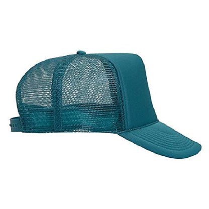 OTTO Polyester Foam Front 5 Panel High Crown Mesh Back Trucker Hat - color: Jade