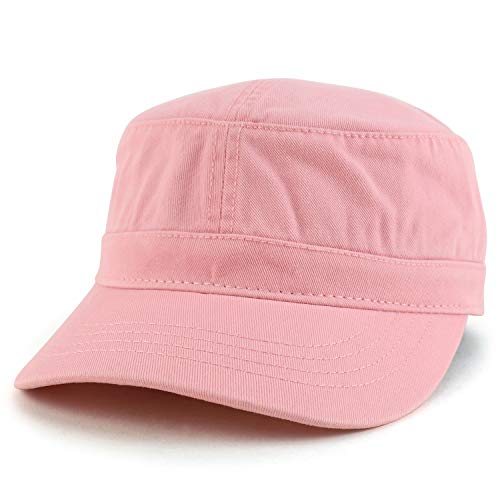Trendy Apparel Shop Cotton Army Cap Military Flat Top Adjustable Baseball Cap - color: Pink