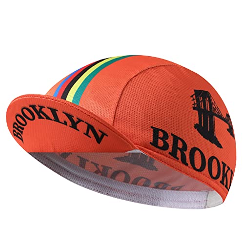 Brooklyn Cycling Cap - Retro Cycling Hat-Under Helmet - Cycling Helmet Liner Breathable&Sweat Uptake - color: Orange