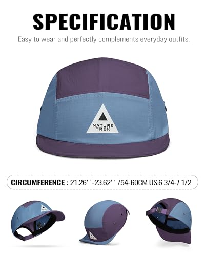 Croogo Quick-Dry 5 Panel Running Cap Lightweight Short Brim Hats for Men - color: Purple