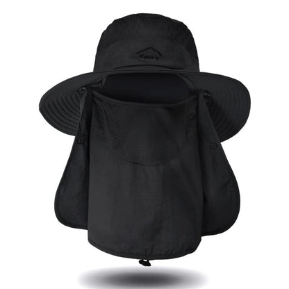 Fishing Hat for Men, Outdoor 3 in 1 Sun Hat Summer Safari Boonie Cap - color: Black