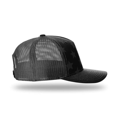 Richardson 112FP & 112PFP Classic Fit Five-Panel Snapback Trucker Cap |OSFM - color: Black/Tonal Stars and Stripes