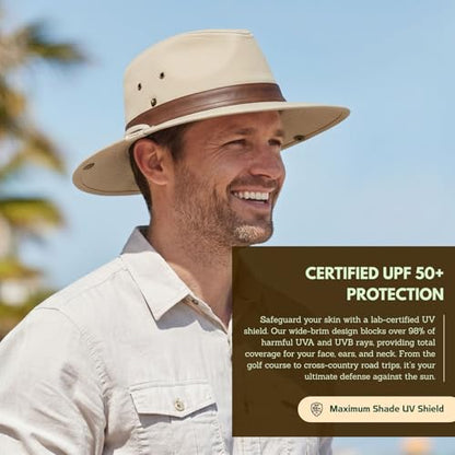 TOP-EX Aussie Safari Sun Hat for Men & Women, UPF 50+ Wide Brim, M-XXL Fit - color: Beige-white, size: X-Large