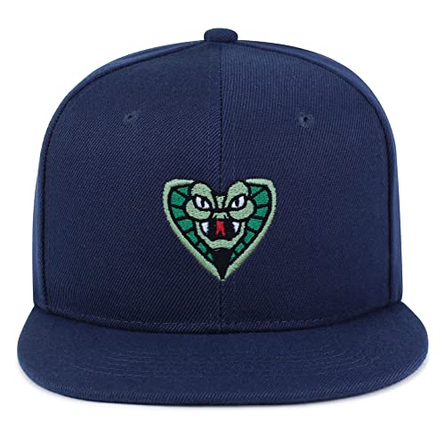 Snake Hip-Hop Snapback Hat Embroidered Baseball Cap Cobra - color: 08. Navy