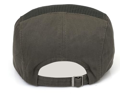 DIYDECAL Mens Cotton Mesh Newsboy Cap Flat Ivy Gatsby Hat Summer Driving Cabbie Cap - color: Dark Green