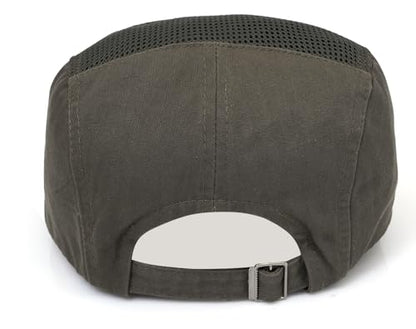 DIYDECAL Mens Cotton Mesh Newsboy Cap Flat Ivy Gatsby Hat Summer Driving Cabbie Cap - color: Dark Green