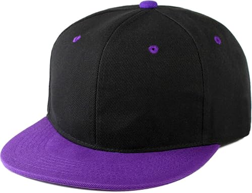 Snapback Hat Flat Bill Visor Hats Adjustable Hip Hop Baseball Cap for Women Men - color: Black Purple