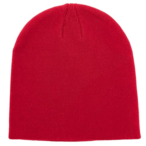 vidsel 100% Cotton Beanie Hat for Men Women, Soft Cuffless Knit Skull Cap - color: 1pc-red