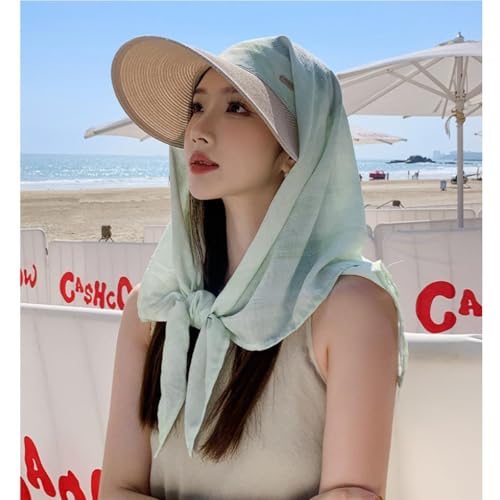 Sun Hats for Women Sun Protection Wide Brim Shawl with Neck Flap Hiking Visor Hat Outdoor UV Summer Beach hat - color: Green