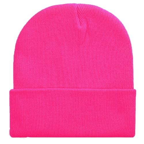 ZOORON Beanie for Men Women Warm Winter Hat Unisex Soft Knit Cuffed Beanie - color: Rose