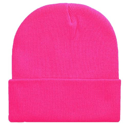 ZOORON Beanie for Men Women Warm Winter Hat Unisex Soft Knit Cuffed Beanie - color: Rose