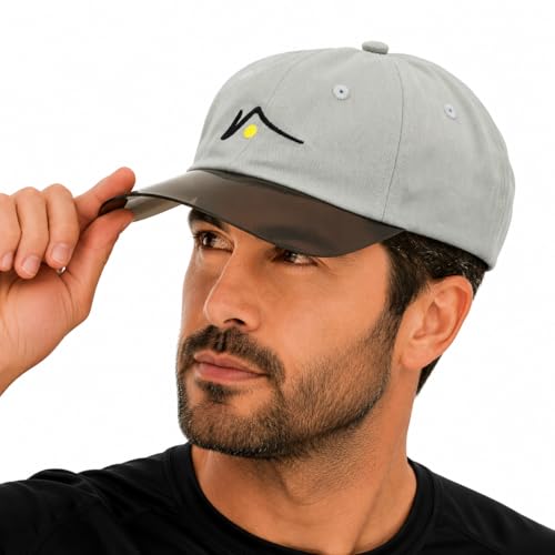 VISTO Unstructured Sports Hat with Transparent Brim – No-Glare UV Protection – 100% Chino Cotton – Hook and Loop Strap - color: Gray