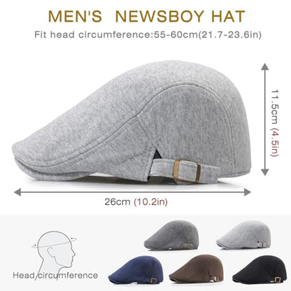 Men's Cotton Newsboy Hats Flat Ivy Gatsby Cap Irish Cabbie Ivy Driving Hunting Hat - color: Light Gray