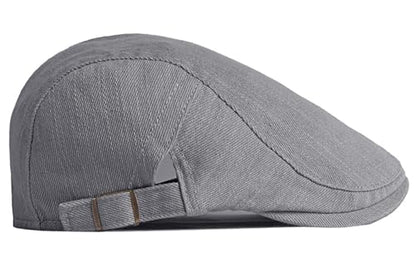 DIYDECAL Cotton Newsboy Flat Caps for Men, Womens Cabbie Driving Beret Hats - color: Grey
