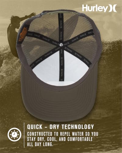 Hurley Mens Hat Beach Break Trucker Water Resistant Baseball Cap - color: Olive Canvas