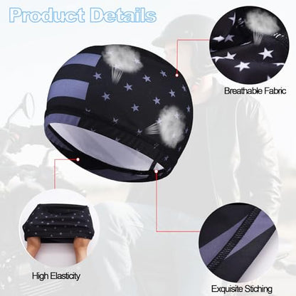 Cooling Skull Caps for Men Hard Hat Helmet Liner Cycling Cap Running Beanie - color: 4pcs Plain Style