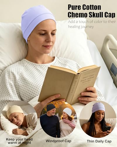 3-Pack 100% Cotton Skull Cap for Men Women Helmet Liner Caps - color: 3pcs-black,white,purple