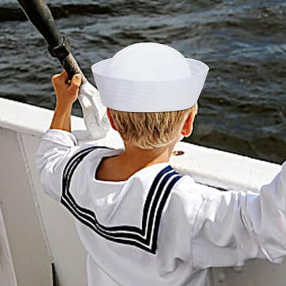 SUMERSHA 2pcs White Sailor Hat for Women Men Navy Captain Hat Yacht Hat Halloween Costume Sailor Cap for Dressing Up Party