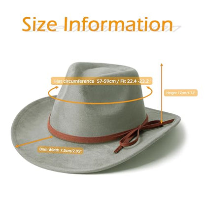 Suede Cowboy Hat for Women & Men Classic Western Hats - color: Olive