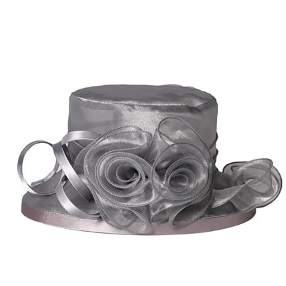 Floral Wedding Hat for Women's Tea Party Fascinators Kentucky Church Derby Hats - color: Grey