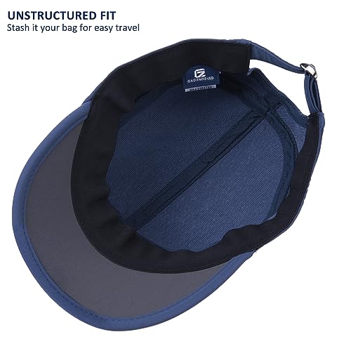 GADIEMKENSD Stretch Army Cap Cadet Military Hats Flat Top Baseball Cap Short Bill Breathable - color: Navy