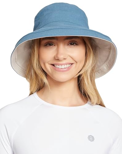 Solbari Women's Holiday Sun Hat UPF 50+ - color: Blue/Beige, size: Small-Medium