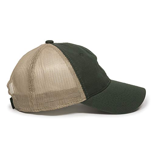 Outdoor Cap Garment Washed Meshback Cap - color: Dark Green/Tan