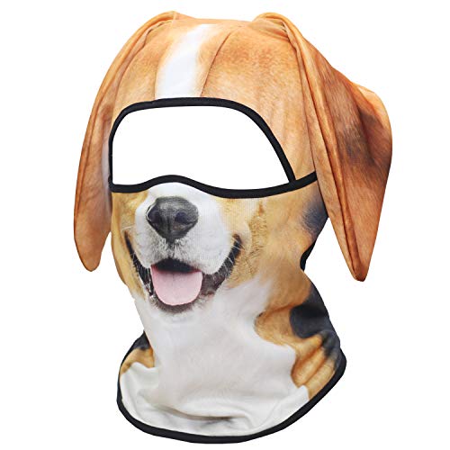 WTACTFUL 3D Animal Ears Balaclava, Breathable Face Mask for Halloween - color: Beagle Funny Mss-05