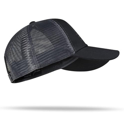 American Flag Trucker Hat - Snapback Hat, Baseball Cap for Men Women - Breathable Mesh Side, Adjustable Fit - for Casual Wear - color: Black/Dark Gray