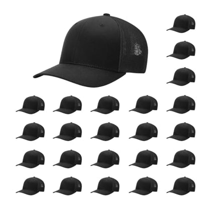 Richardson 110 Trucker R-Flex Baseball Cap| Fitted Mesh Back Hat - color: Black, size: Large-X-Large