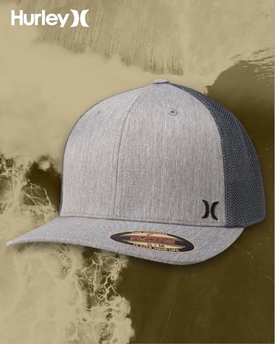 Hurley Mens Mini Icon Mesh Panel Fitted Trucker Baseball Cap - color: Grey Heather, size: Large-X-Large