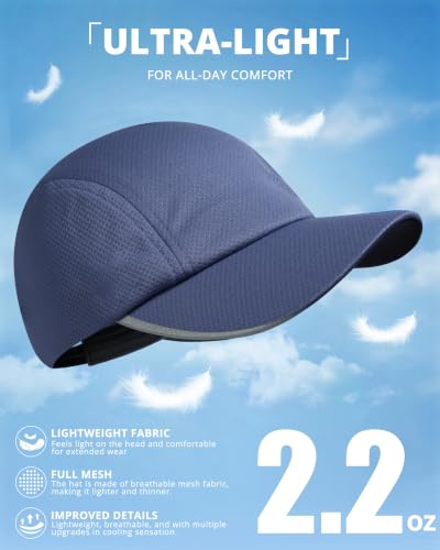 GADIEMKENSD Men’s Running Hat Performance Mesh Cap, Excellent Breathable - color: Sea Blue